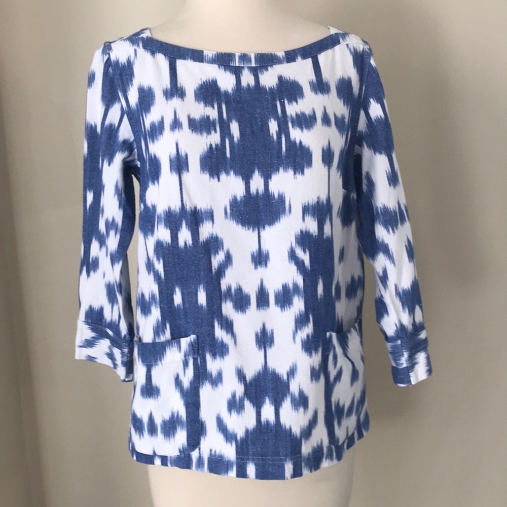 Vineyard Vines Chambray Boat Neck Tunic Top Blouse